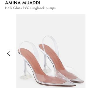HOLIDAY GRAB! Amina Muaddi Holli Glass PVC single back pumps